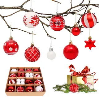 Figarge Christbaumkugeln Kunststoff 42 Stück Weihnachtsbaumkugeln Rosa und Blau Weinachtskugeln, Christbaumschmuck für Festival Dekore Türkranz Weihnachtsbaumschmuck