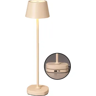 Northpoint LED Akku Tischlampe mit Ladestation max. 45cm hoch mit 3000mAh Akku 200lm warmweißes Licht (3000K) stufenlos dimmbar für Innen und Außen beige - Beige