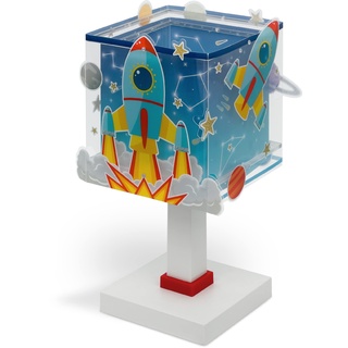 Dalber Kinder Tischlampe Nachttischlampe kinderzimmer Rocket Raum Rakete Sonnensystem, 63351, E14, Blau