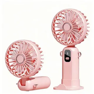GGTU Handventilator 5-Stufen, 180° neigbar, faltbar, LED-Display,Typ-C | perfekt für Zuhause, Büro, Schlafzimmer, Reisen, Camping, Auto, Fitness & Outdoor(Rosa)