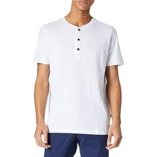 camel active Herren Kurzarm Henley T-Shirt mit Knopfleiste Weiß, Menswear-S