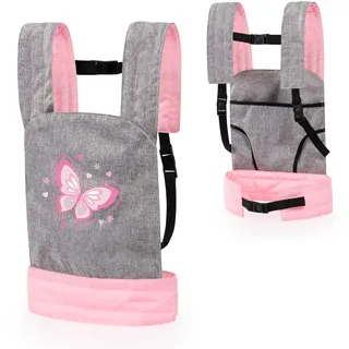 Bayer Design Puppentrage EasyCarry, gepolstert, verstellbare Riemen, grau, rosa, Schmetterling