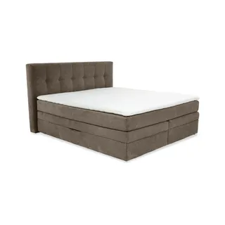 luma-home Boxspringbett 180x200 cm, 7-Zonen-Tonnentaschen-Federkernmatratzen H3, Topper, Bonell-Federkern, 2 Bettkästen, Cord Braun Taupe / 20040 , Kunststoff , H3 , Höhe ca. 17 cm , einzeln stellbar,Rechteckig , 180x200 cm , Schlafzimmer, Betten, Boxspringbetten