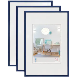 walther design KV030L3 New Lifestyle Kunststoff Bilderrahmen 20x30 cm, blau, 3er Pack