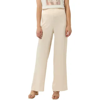 Comma Fließende Satin-Hose mit weitem Bein und elastischem Bund