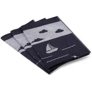 ROSS Geschirrtuch "Strandidylle" aus feinster Baumwolle, blau, segelboote