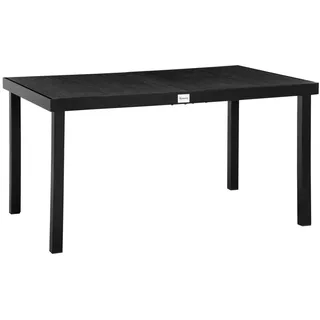 Outsunny Gartentisch, Esstisch, für 6 Personen, pflegeleicht, Alu, Kunststoff, Schwarz , Metall, Kunststoff , 90x74x140 cm , Gartenmöbel, Gartentische