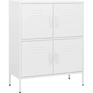 vidaXL Sideboard mit 4 Türen, 80/35/101,5 cm, aus Stahl, in Weiß , Metall , 80x101.5x35 cm , Kleinmöbel, Kommoden, Sideboards