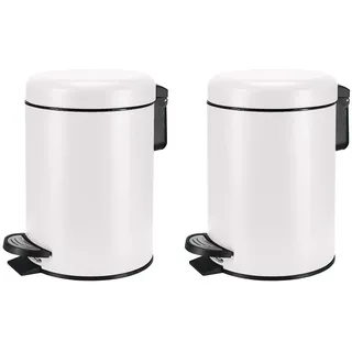 Kleine Wolke Kosmetikeimer One, Farbe: Weiß, Material: Edelstahl/PP, Größe: Eimer 3 Liter (Packung mit 2)