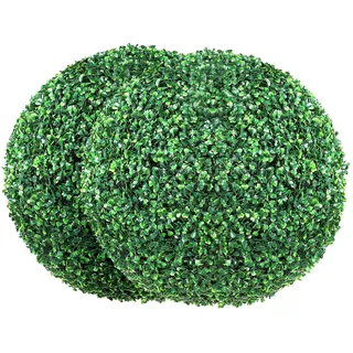 Vevor 2X Buchsbaumkugel Künstlich Ø40,6cm Garten Deko Buchsbaum Kugel künstlich Buchskugel Kunstpflanze aus PE, Holz, PP inkl. 4 STK. Dekorative Schmetterlinge und 10 STK. Ersatzblätter