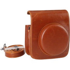 KALDA Tasche für Mini 90 Neo Classic Sofortbildkamera, Schutztasche aus Weichem Kunstleder mit Schulterriemen (Braun)