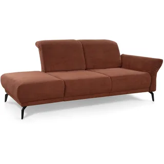 CAVADORE Recamiere Cooper / Luftige Chaiselongue mit Armteilverstellung, Kopfteilverstellung und Sitztiefenverstellung / 211 x 88 x 123 / Cord, Kupfer