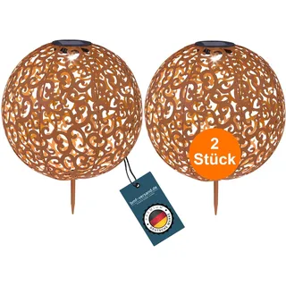 bmf-versand® 2er Set Gartendeko mit Licht in Bronzeoptik 30 cm - Solarlampe Skulptur Balkon - Solarleuchte Outdoor Statue - Gartendeko mit LED Glaskugel - Außenleuchte Gartenlampe - Solarskulptur