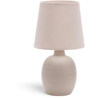 Aigostar Tischlampe Keramik Tischleuchte Lampe für Nachttisch Beistelltisch Nachttischlampe Stoffschirm E14 Vintage Retro