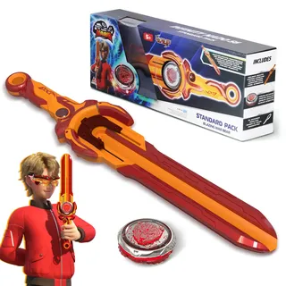 INFINITY NADO Schwert-Launcher – Metall-Leucht-Kreisel Blazing Bear, rot 5+ | Schwert-Launcher. Metall-Kreisel mit Leuchtfunktion. Blazing War Bear. Leuchtet beim Drehen. Ab 5 Jahren