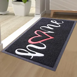 Homaxy Home Fußmatte außen und innen, rutschfeste Schmutzfangmatte Türmatte, waschbar Fussmatte aussen für Haustür, Eingangsbereich, Garten (44 x 76 cm, Schwarz)