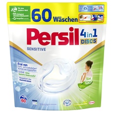 Persil Sensitive 4in1 DISCS Vollwaschmittel (60 Waschladungen), Waschmittel für Allergiker & Babys, mit beruhigender Aloe vera für sensible Haut, effektiv von 20 °C bis 95 °C