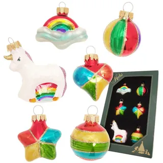 Krebs Glas Lauscha Weihnachtsornamente Miniaturen Rainbow 6-tlg. 3cm
