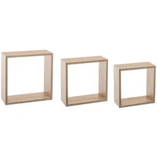 5 five simply smart 5five – 3er-Set Fixy Cube Wandregale, Eichenoptik – Unsichtbare Befestigung – Für Wohnzimmer, Schlafzimmer, Büro
