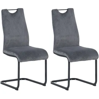 byLIVING Freischwinger Capri Grob-Cord grau/schwarz 2er Set