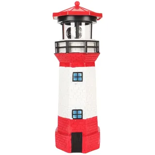 Tomotato Solar Leuchtturm, 27.5×9.5cm 360 Grad Drehbare LED Solar Leuchtturm Lampe Dekoration für Garten, Terrasse, Balkon, Rasen im Freien(Rot)