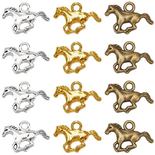 SUNNYCLUE 1 Box 120 Stück Goldene Pferdeanhänger Pferdeanhänger In Großer Menge Antike Bronze Tibetische Metalllegierung Silber Western Tier Cowboy Anhänger Zur Schmuckherstellung Anhänger DIY Bastela