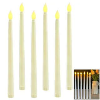 Greacesrio 6 Stück LED Kerzen Stabkerzen, Flammenlose Tafelkerzen, Batteriebetrieben Lang LED Kerzen für Hochzeit, Halloween, Party Dekoration Weiß