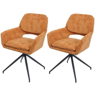 Mendler Esszimmerstuhl HWC-N74 Stoff Chenille ocker-gelb/Orange 2er Set