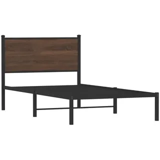 SYFAXTM Metallbett ohne Matratze Braun Eichen-Optik 100x200 cm - Braun
