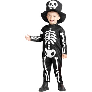 Ciao- Baby Skeleton costume disguise unisex baby (Size 1-2 years) with hat, Black, White