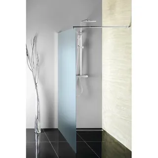 WALK-IN Glaswand für Wandmontage mit Stütze, 1-teilig, 800 mm, glas Brick - Silber