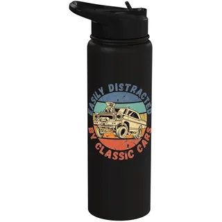 Leicht abgelenkt von klassischen Autos, lustiger antiker Vintage Stainless Steel Insulated Water Bottle