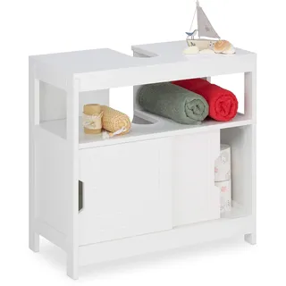 Relaxdays Waschbeckenunterschrank 2 Fächer 60,5 x 60 x 30 cm Weiß