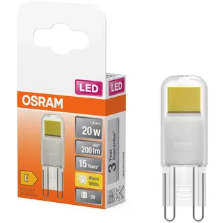 Osram LED PIN LED-Lampe aus klarfarbenem Glas, mit 1.8 W für 200 lm, warmweißes Licht mit 2700 K, multicolor, Retrofit-Stecksockel G9, CRI 80, EEK E, 15 mm Durchmesser, Warmweiß