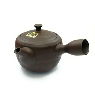 Kyusu Japanische Teekanne aus Keramik 270 ml, Keramik Kyusu mit Seitengriff und integriertem Edelstahl Teesieb, Einhand-Teekanne für Grüntee Zubereitung, Braun