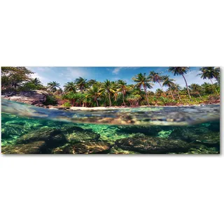 Tulup® Küchenrückwand Spritzschutz aus Glas -125x50 -Spritzschutz auf gehärtetes Glas Deko Landschaften Exotischer Strand