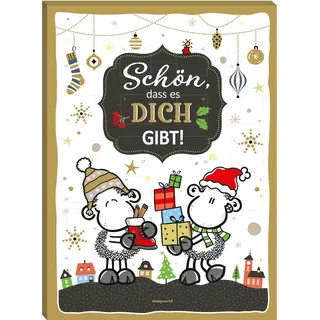 Sheepworld Adventskalender mit Motiv „Schön, dass es dich gibt“ | 26 cm x 35 cm, Schokoadventskalender, 75 g | gefüllt mit Schokolade, Kalender für Kinder, lustiges Design | 51128