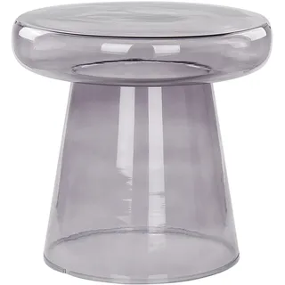 Beliani Beistelltisch grau Rauchglas Glänzend Hoch rund 39 cm T-Form Pilzform Konisch Retro-Stil Couchtisch für Pflanzen Wohnzimmer, Ausstattung - Grau