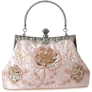 DA BODAN MMYOMI Vintage Floral Perlen Strass Stickerei Clutch Pailletten Hochzeit Abschlussball Tasche Braut Damen Crossbody Abend Handtasche