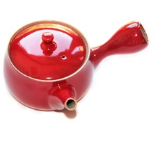 Traditionelle japanische Kyusu Teekanne aus rot emailliertem Ton. Integrierter Filter. Fassungsvermögen 320 ml. Tea Soul