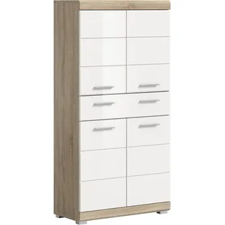 WELLTIME SIENA Midischrank 74 x 141 x 31 cm Braun/Weiß
