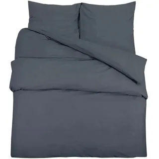 vidaXL Bettwäsche-Set Anthrazit 240x220 cm Baumwolle