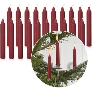 Nordstern Baumkerzen Dunkelrot 20er Pack - Kerzen für den Weihnachtsbaum, oder Geburtstagszug - Weihnachtskerzen, Pyramidenkerzen 10 x 1,25 cm