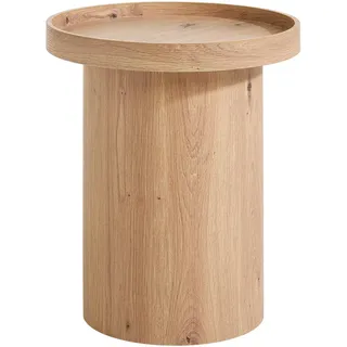 Carryhome Beistelltisch , Wildeiche , Holzwerkstoff , rund , Sockel , 40x45x40 cm , einfacher Aufbau , Wohnzimmer, Wohnzimmertische, Beistelltische, Beistelltische rund