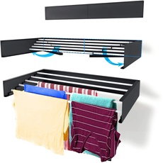 Step Up Wäscheständer - wandmontiert - ausziehbar - Wäscheständer klappbar, faltbar für drinnen oder draußen - platzsparendes, kompaktes Design, 25 kg Tragkraft, 6 m Leitung (70 cm - Grau)
