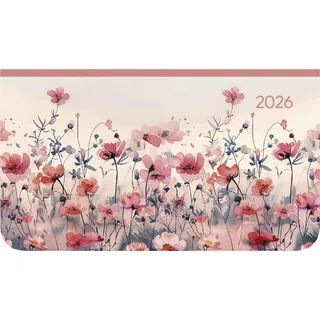 ALPHA EDITION GmbH & Co. KG Alpha Edition - Ladytimer Pad Flower Field 2026 – Taschenkalender 15,6×9 cm im Querformat mit Wochenübersicht & Notizbereich, floraler Buchkalender & Terminplaner für Schule, Beruf & Alltag