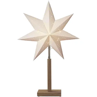 Best Season Standleuchte Stern "Karo Mini" Material: Holz/Papier, Farbe beige, Höhe ca. 55 cm, 232-00 - Weiß