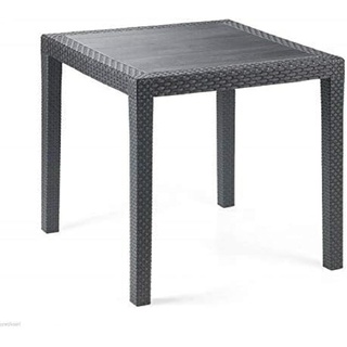 Quadratischer Outdoor-Tisch, Struktur aus Hartharz mit Rattan-Effekt, Made in Italy, 80 x 80 x 72 cm, Farbe Anthrazit