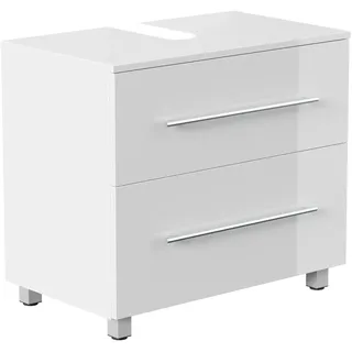 Posseik Waschbeckenunterschrank 2 Schubladen 70 x 63 x 41,6 cm Weiß Hochglanz