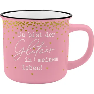 GRUSS & CO Becher Motiv "Glitzer" | New Bone China Porzellan, Emaille-Optik, 35 cl | Geschenk, Tasse lustig | 47897